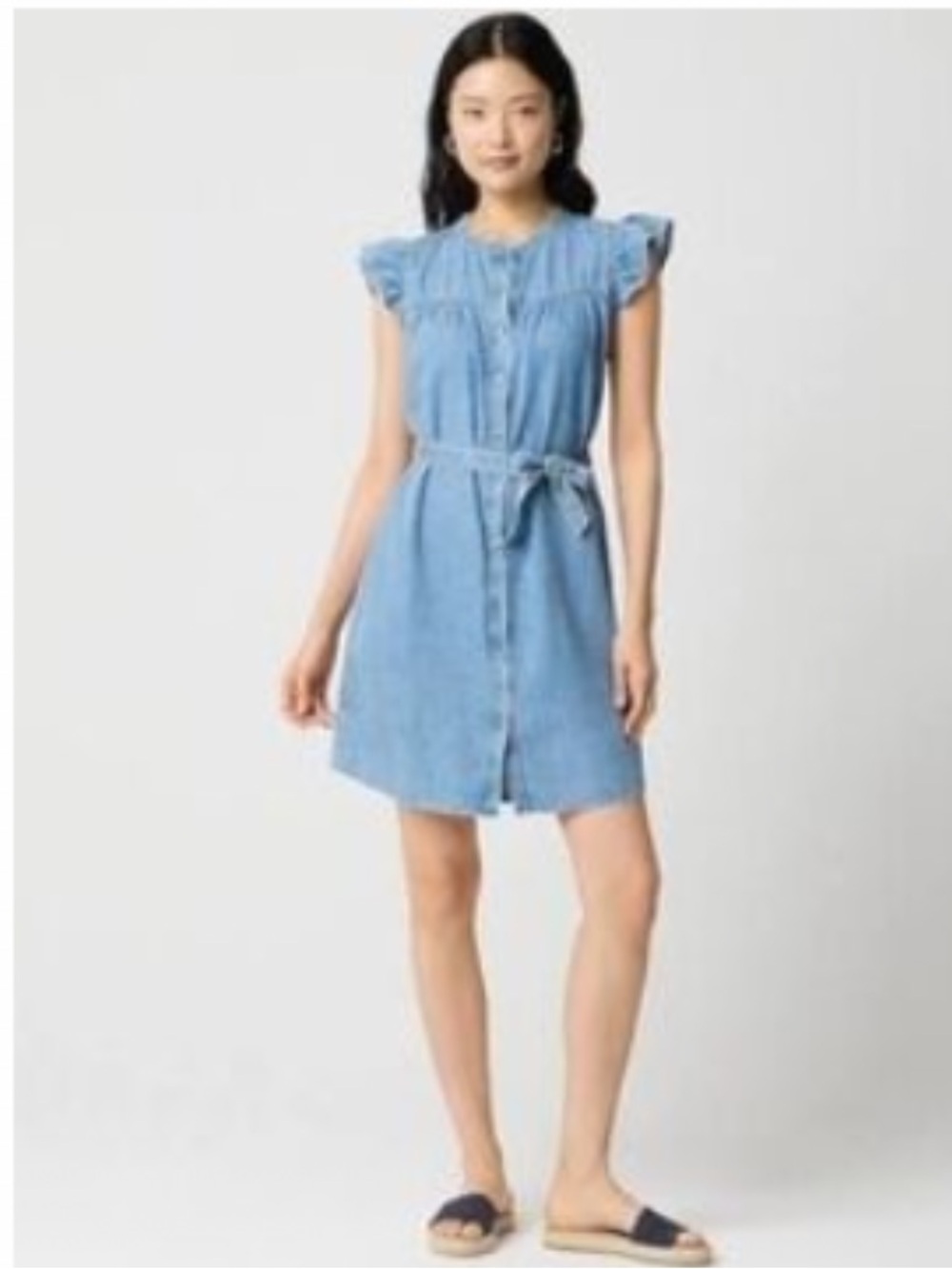 J. Crew Ruffle Sleeve Denim Dress